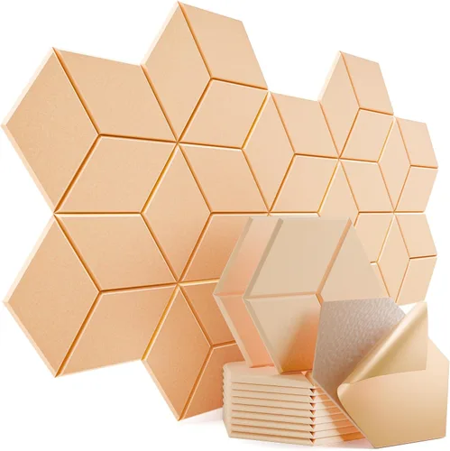 Miniatura 130 de Paquete de 12 paneles acústicos autoadhesivos de 12 x 10 x 0.4 pulgadas, paneles de espuma a prueba de sonido con alta densidad, diseño forrado