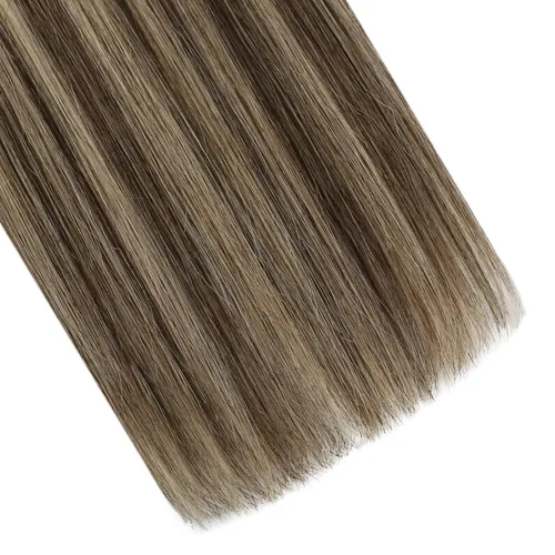 Miniatura 9 de Ugeat - Extensiones de cabello humano con punta en U de 22 pulgadas, estilo balayage, de color marrón natural con mezcla de negro a marrón oscuro