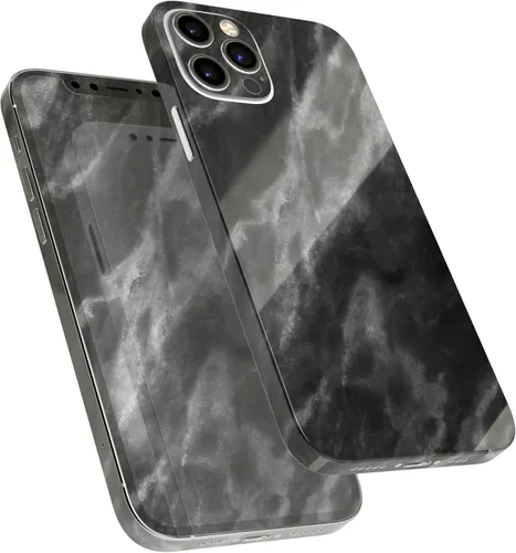 Miniatura 2 de DesignSkinz Kit de calcomanías de cuerpo completo compatible con iPhone 15 Plus, mármol blanco y negro