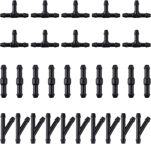 TIESOME Conector de Manguera de Limpiaparabrisas, 30 Piezas 2 Vías + 3 Vías I/T/Y 3 Tipos Adaptador de Tubería de Lavadora de Agua Kit de Manguera