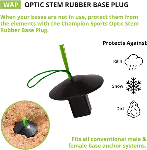 Miniatura 4 de Champion Sports - Enchufe de anclaje de goma negra con vástago óptico y cuerda de fácil visión