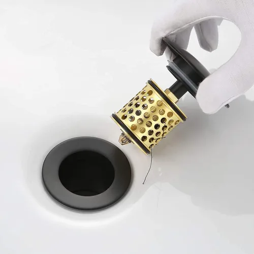 Miniatura 6 de KES Drenaje desplegable sin desbordamiento con colador desmontable para fregadero de baño, color negro mate, S2018D-BK