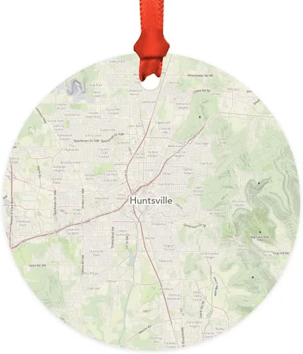 Miniatura 20 de Andaz Press Mapa de la ciudad de Estados Unidos redondo de madera natural MDF ornamento de Navidad, Akron, Ohio Vintage Mapa, 1 paquete, larga