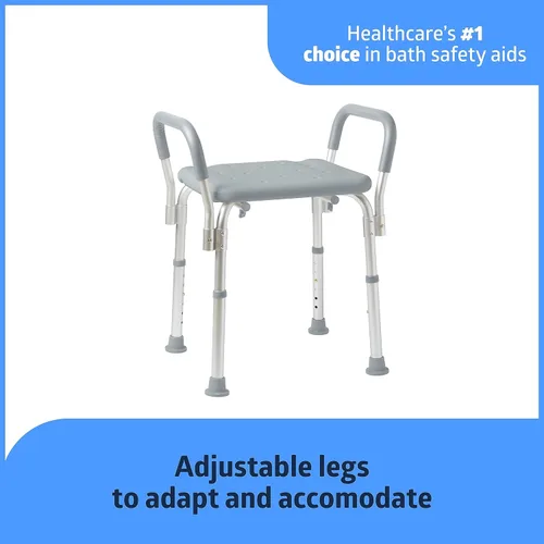 Miniatura 4 de Medline - Asiento de ducha con respaldo para baño con reposabrazos acolchados, ideal para bañeras, soporte robusto de hasta 350 libras, cómodo