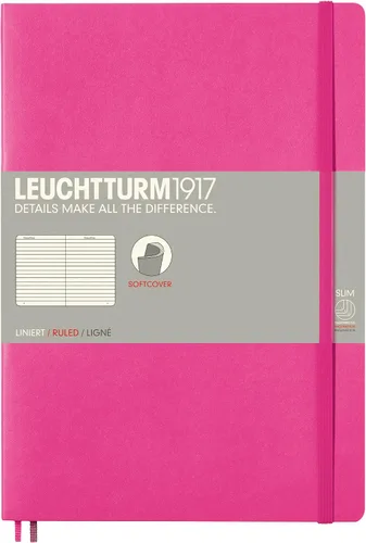 Miniatura 17 de LEUCHTTURM1917 - Cuaderno mediano A5 de tapa blanda, 123 páginas numeradas para escribir y llevar un diario (color negro, cuadriculado)