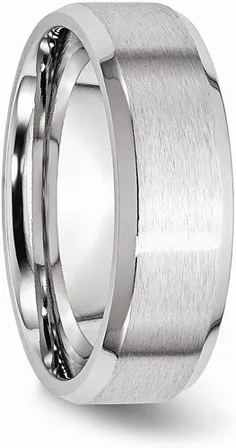 Miniatura 4 de Anillo de borde biselado de cobalto sólido de 0.276in liso clásico de boda cepillado acabado mate anillo de banda