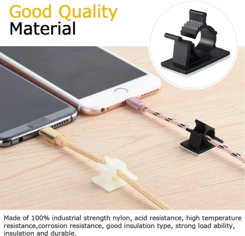 Miniatura 4 de Viaky 30 clips de alambre de cable negro ajustables de nailon para gestión de cables adhesivos, adecuado para cables de diámetro máximo de 0.5