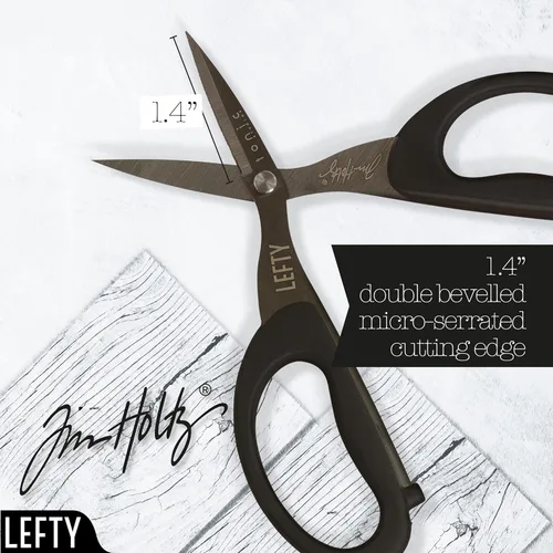 Miniatura 3 de Tim Holtz Tijeras para zurdos, mini tijeras de 5 pulgadas con hoja micro dentada, herramienta de artesanía zurda para cortar papel, tela y costura
