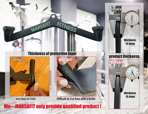 Miniatura 4 de MARSAFIT Gimnasio en casa, fitness, remo, barra en T, polea en V, accesorio para máquina de cable, barra de bíceps Curl Tricep LAT Pulldown Bar Back