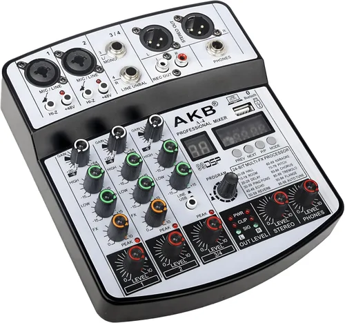 Miniatura 19 de Mezcladores DJ jindaaudio Consola de Mezcla de Audio de 8 Canales con Bluetooth, Interfaz de Audio USB con Alimentación Fantasma de 48V, Mesa