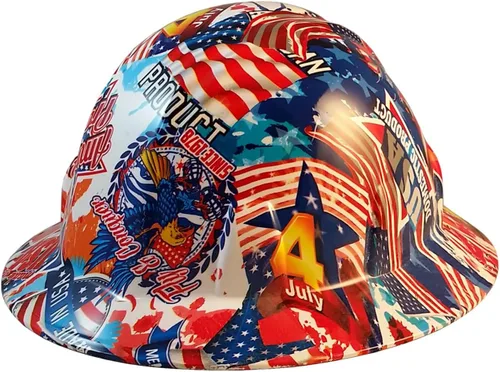 Miniatura 8 de Texas America Safety Company Casco de seguridad con visera completa, diseño patriótico hidroimpreso, con suspensión de 4 puntos y bolsa Primera