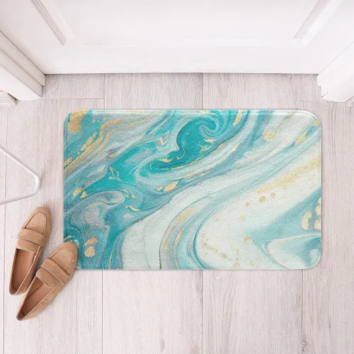 Miniatura 2 de Tapete de baño de mármol azul, para mujeres y niñas, decoración de arte abstracto, lavable a máquina, tapete de baño para baño, dormitorio, bañera