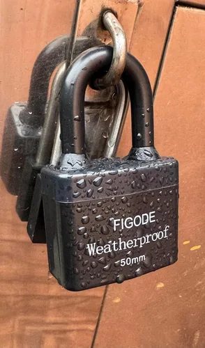 Miniatura 5 de FIGODE® Candado impermeable para exteriores, cerradura grande de servicio pesado resistente con cubierta de acero laminado con llave, 2.2 pulgadas