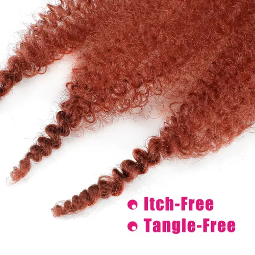 Miniatura 7 de Cabello Afro Twist de 30 Pulgadas 2 Paquetes, Cabello Afro Twist Elástico Pre Esponjado Cabello Spring Twist Pre Estirado Cabello para Envolver