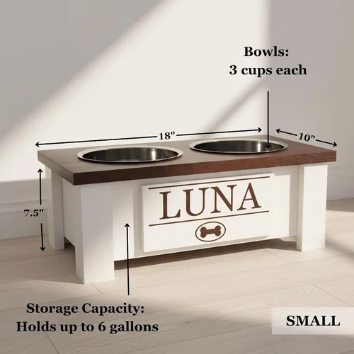 Miniatura 49 de GrooveThis Woodshop Soporte Personalizado de Cuenco Elevado para Perros de Tamaño Grande, Mediano, Pequeño y Extra Pequeño - Cuencos de Acero Negro