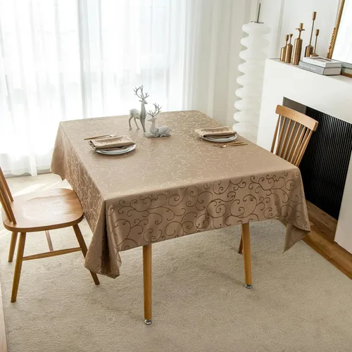 Miniatura 36 de Marina Decoration Mantel jacquard impermeable grueso elegante con ramas de damasco sólido de alta calidad, decorativo para el hogar, cocina, Crema