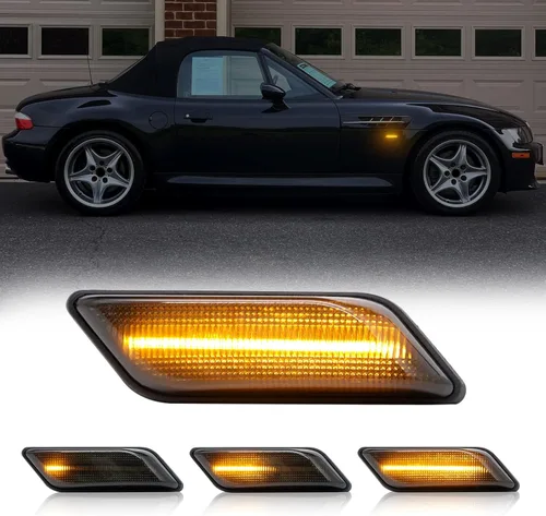 Luces de señal de giro LED secuenciales frontales ámbar de reemplazo para Z3 Coupe/Roadster 1996-2002, lente ahumada, marcador lateral dinámico,