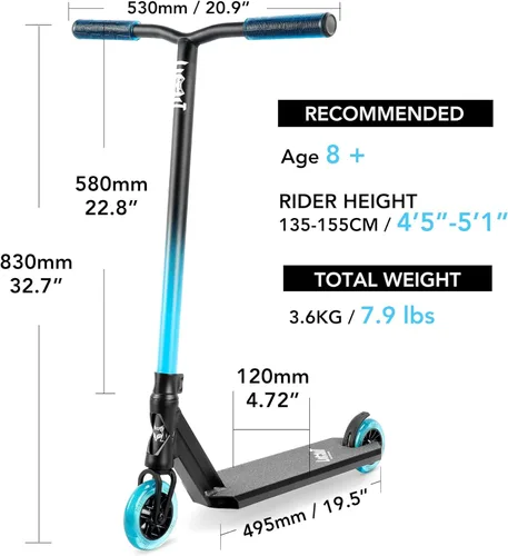 Miniatura 2 de Limit LMT66 Pro Stunt Scooter: los mejores scooters de trucos para niños de 6 años en adelante, patinete de calle BMX completo de estilo libre