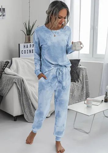 Miniatura 71 de Prettygarden - Conjunto de pijama de dos piezas para mujer, diseño de teñido anudado, sudadera informal de manga larga con pantalones largos, ropa
