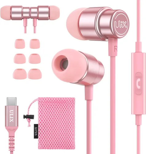 Miniatura 12 de Auriculares con cable UliX Rider intrauditivos, garantía de 5 años, auriculares con micrófono, con cable anti-enredo, auriculares para iPhone, iPad
