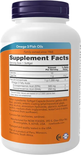 Miniatura 2 de NOW Foods Suplementos, Ultra Omega-3 Destilado Molecularmente y Recubierto entérico, 180 cápsulas blandas
