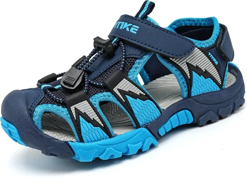 Miniatura 14 de JMFCHI Sandalias deportivas de verano para niños y niñas, sandalias de punta cerrada para exteriores, zapatos atléticos para agua, sandalias