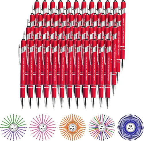 Miniatura 41 de Bolígrafos personalizados con nombre a granel, juego de bolígrafos personalizados, lápiz capacitivo grabado, logotipo, texto, regalo para negocios