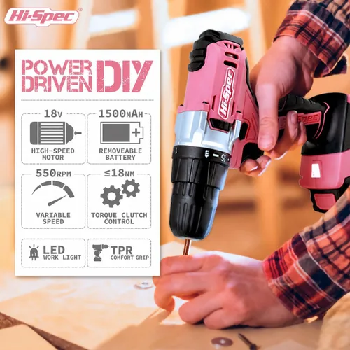 Miniatura 3 de Hi Spec - Kit de herramientas para el hogar rojo de 35 piezas con destornillador eléctrico recargable por USB de 3,6 V Fácil reparación