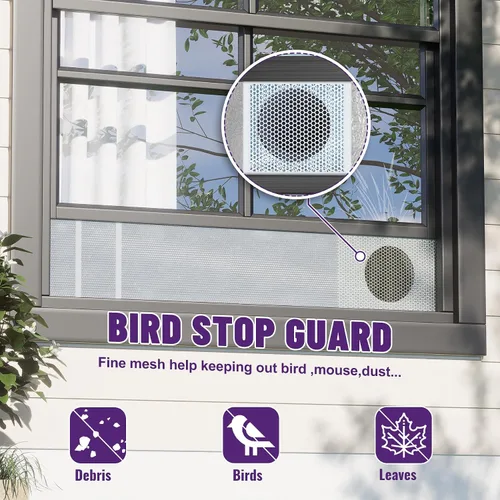 Miniatura 3 de Mxclimate Kit de ventana de aire acondicionado portátil, sello de ventana deslizante con protector de hojas, malla de ventilación de ventilación