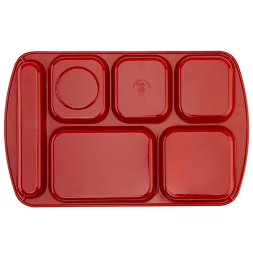 Miniatura 3 de G.E.T. Bandeja escolar para cafetería con 6 compartimentos, para zurdos, 10 x 14 pulgadas, verde bosque (paquete de 4)
