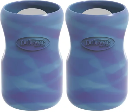 Miniatura 8 de Dr. Brown's Options+ Funda para botella de vidrio de cuello ancho, 100% silicona, brilla en la oscuridad, sin BPA, 5 onzas, paquete de 12