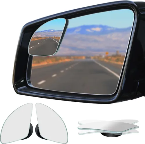 Miniatura 9 de Ampper Espejo de Punto Ciego en Forma de Abanico, Vidrio HD sin Marco Adhesivo Ajustable Convexo de Gran Angular Retrovisor Espejo para Automóvil