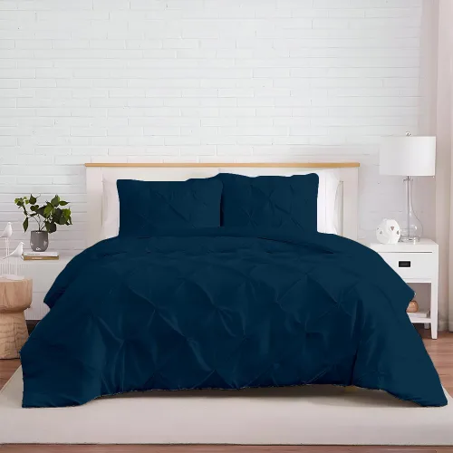 Miniatura 47 de Kotton Culture 1 Pc Twin/Twin XL Size Pinch Pleated - Pintuck Duvet Cover Only - 100% Egyptian Cotton Sateen -1000 TC Luxury Comforter Cover-Zipper
