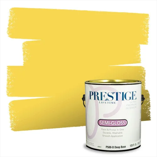 Miniatura 207 de PRESTIGE Pinturas Pintura Exterior e Imprimación En Uno, 1 Galón, Satinado, Pareja Comparable de Benjamin Moore* Amarillo* 320BM-PCM