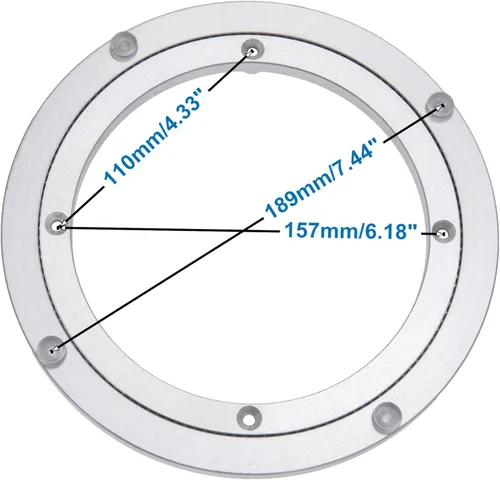Miniatura 3 de Placa giratoria de aluminio resistente Lazy Susan con rodamiento giratorio para mesa de comedor (8 pulgadas)