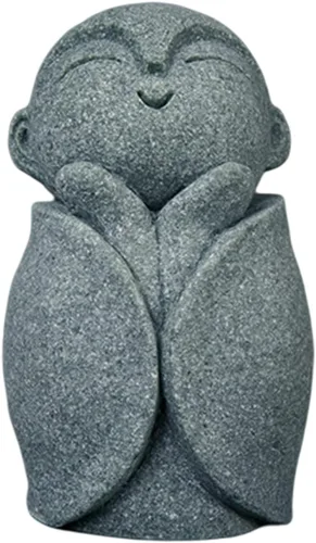 Miniatura 14 de livelyfish Estatua de monje rezante de Bosatsu de Bosatsu japonés de Buda Bosatsu Feng Shui, piedra arenisca feliz/sonriente en miniatura, adorno