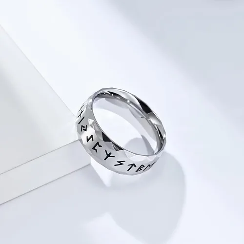 Miniatura 2 de Anillo de runas vikingas nórdicas vintage de 0.315in con símbolo de runa nórdica, anillos celta de acero inoxidable, anillos para el pulgar