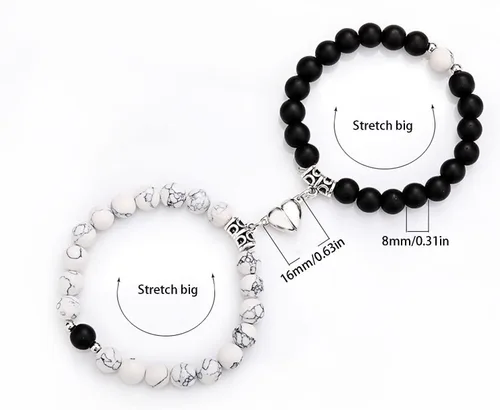Miniatura 6 de ObuMI Bracelets Magnetic Couple Her Bracelets Bracelet His And Couples Lover Jewelry Distance Bracelets (AB, One Size)