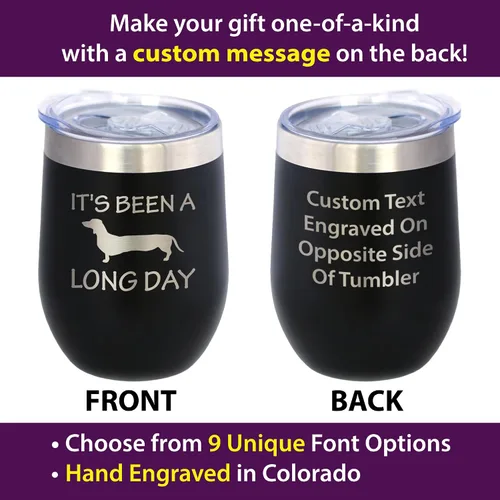 Miniatura 2 de Custom Been a Long Day - Vaso de vino personalizado con tapa deslizante - Taza aislada de acero inoxidable sin tallo, bonita taza divertida