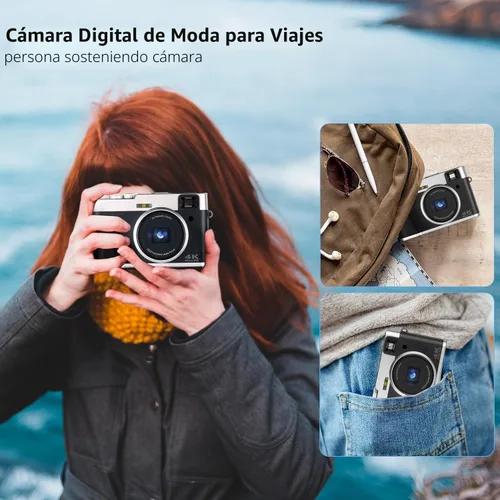 Miniatura 5 de Cámara digital 4K para fotografía, cámaras de videoblogs de 48 megapíxeles con enfoque automático y zoom digital 16X, cámara de punto y disparo