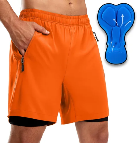 Bikewa Pantalones cortos de ciclismo de montaña para hombre, con acolchado 3D, ajuste holgado, con bolsillos con cremallera