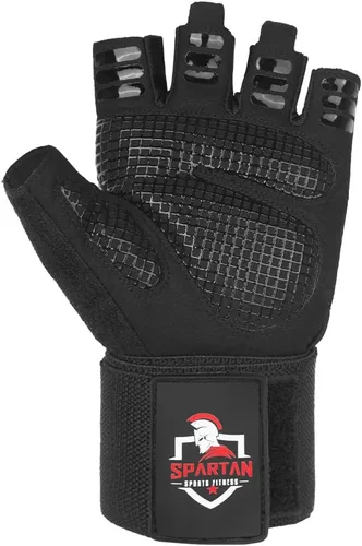 Miniatura 9 de Spartan Guantes de entrenamiento de gimnasio con soporte para muñeca para hombres y mujeres, protección completa de la palma, agarre antideslizante