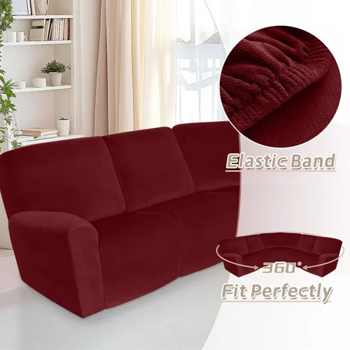 Miniatura 569 de Arfntevss Fundas de sofá seccional reclinable de terciopelo, Funda de sofá seccional de esquina para sofá reclinable, Funda elástica suave