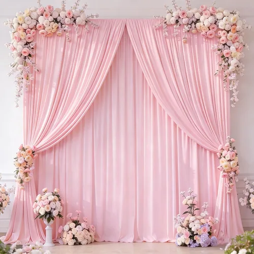 Miniatura 70 de Cortinas de fondo azul bebé de 8 x 10 pies para bodas, cortinas de fondo de poliéster sin arrugas, para baby shower, fiestas de cumpleaños