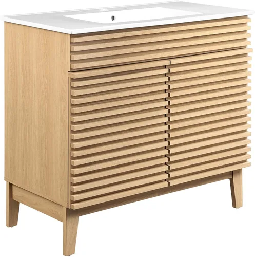 Miniatura 12 de Modway Render 23.5" tocador de baño en nogal (lavabo no incluido)