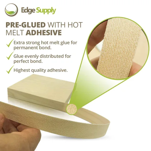 Miniatura 3 de Edge Supply Rollo de abedul preacabado de 3/4 pulgadas x 50 pies con un acabado UV de laca transparente – Hierro prepegado sobre bordes de chapa