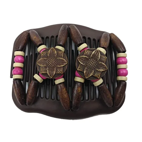 Miniatura 4 de LOVEF Peine de madera profesional para mujer, cuentas mágicas elásticas, clip de cuerda de cuerda de doble elástico, accesorios para peines-6 piezas