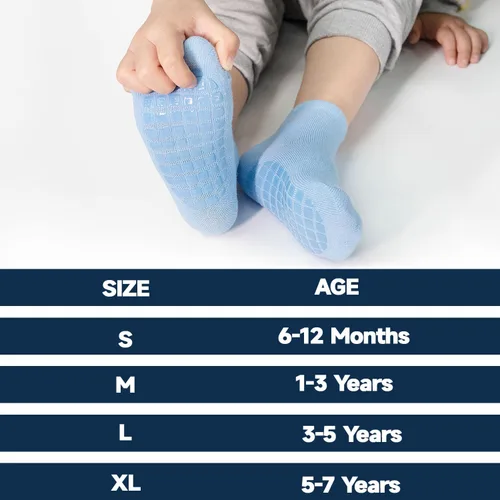 Miniatura 5 de Calcetines de agarre para niños pequeños, 15 pares, calcetines antideslizantes para bebés con pinzas para niños y niñas, calcetines antideslizantes