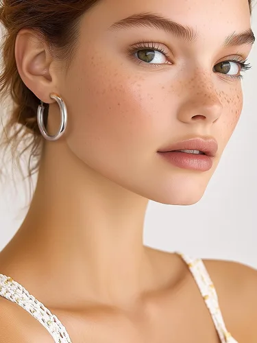 Miniatura 2 de Aretes de aro gruesos de acero inoxidable para mujer, minimalistas y elegantes, chapados en negrooro, aretes redondos hipoalergénicos, tamaño 1.181