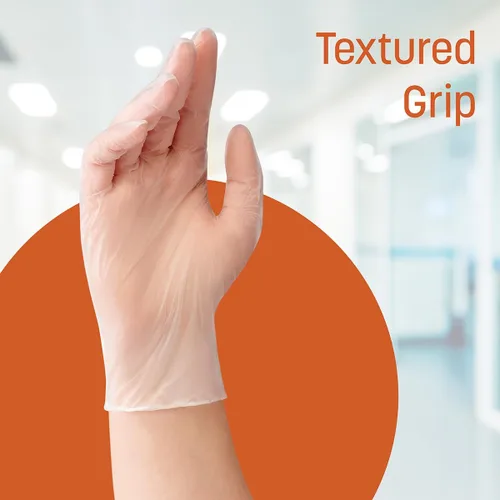 Miniatura 2 de Caring Vinyl Exam Gloves Powder Free and Not Made with Natural Rubber Latex, Gloves for Medical Use, First Aid, Food Prep